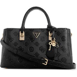 Tisha Debossed Peony Girlfriend Satchel Women's Bag 13x5x7 Inches Gold Hardware